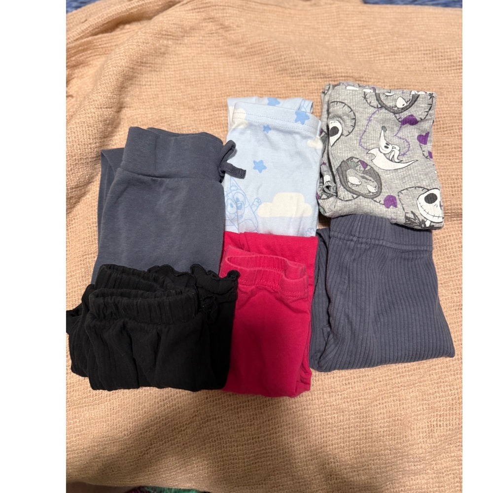 Toddler Girls Bottoms Lot 6pc Size 3T Bluey Nightmare Before Christmas Leggings